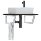 Bathroom wall shelf steel and solid oak