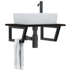 Bathroom wall shelf steel and solid oak