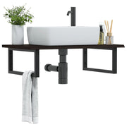 Badkamer wandschap 80x50 cm massief eikenhout staal