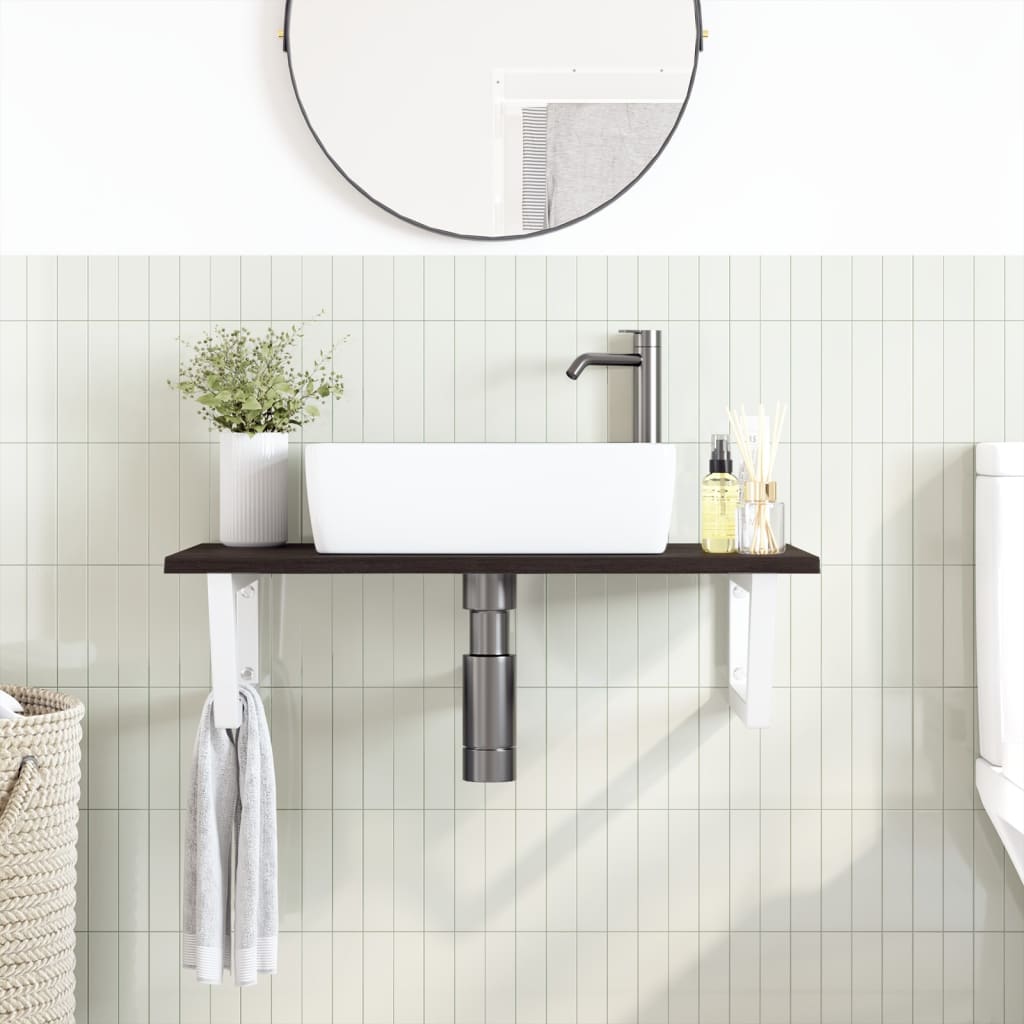 Badkamer wandschap staal en massief eikenhout