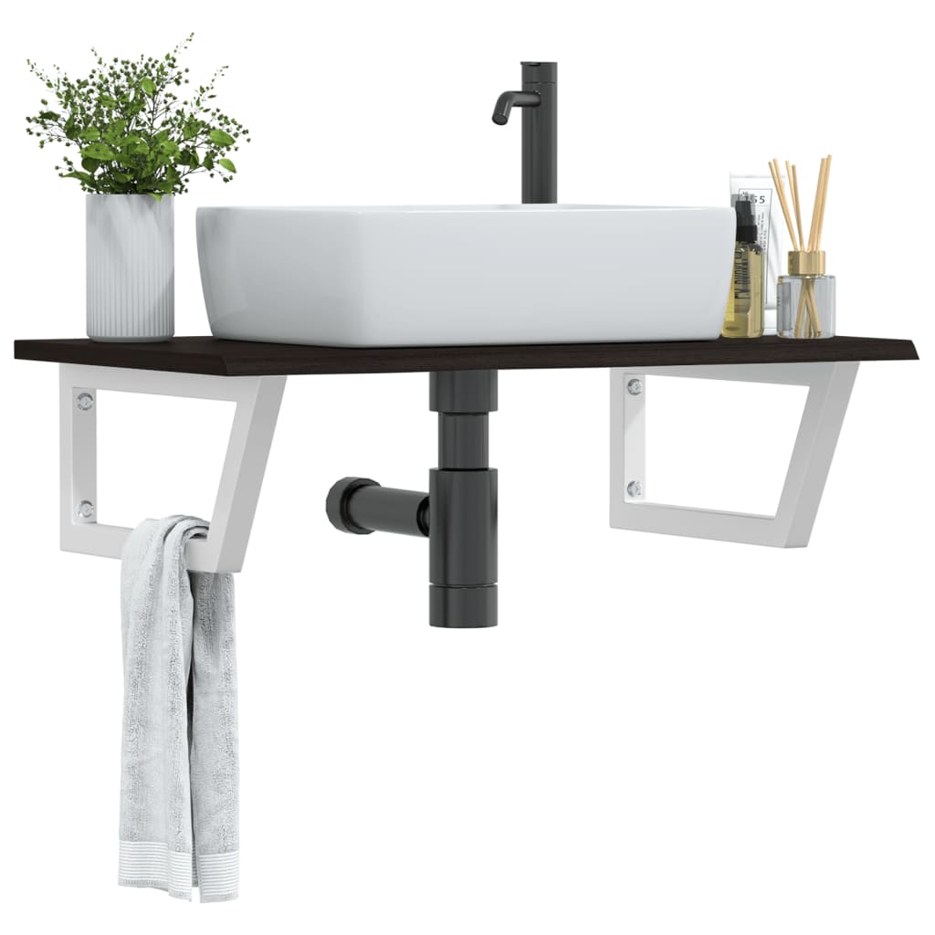 Badkamer wandschap staal en massief eikenhout