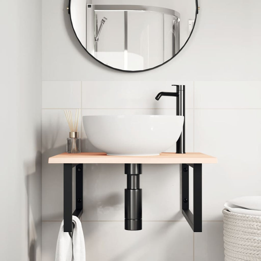 Badkamer Wandschap Staal En Massief Eikenhout