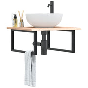 Badkamer wandschap massief eikenhout staal