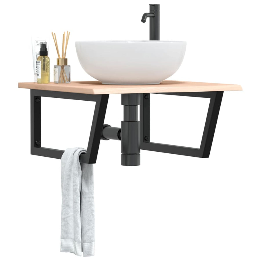 Badkamer wandschap staal en massief eikenhout