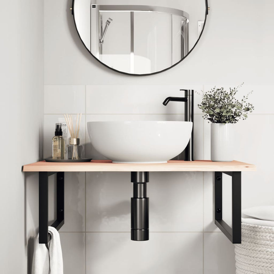 Badkamer Wandschap Staal En Massief Eikenhout