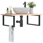 Badkamer wandschap staal massief eikenhout