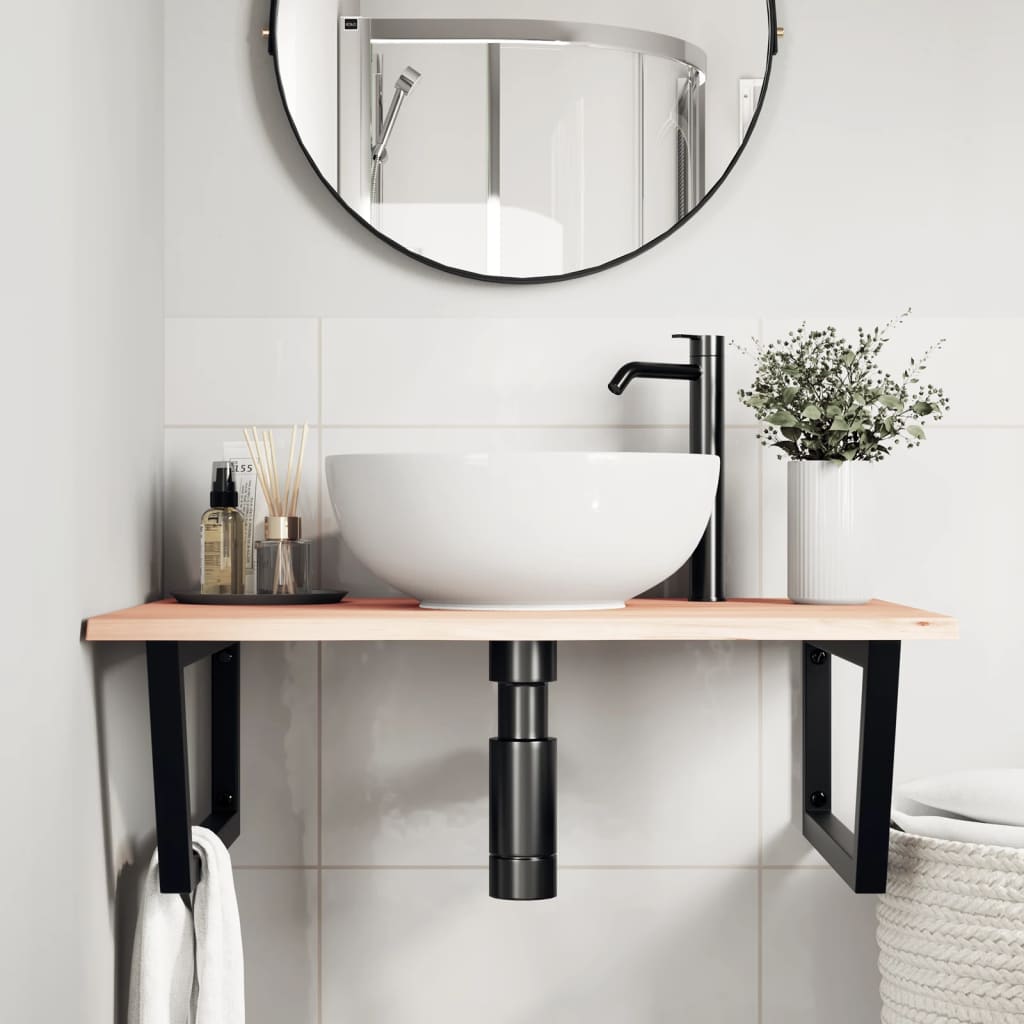 Badkamer wandschap staal en massief eikenhout