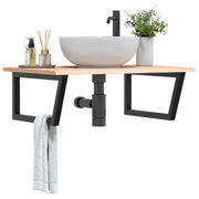 Wandschap staal massief eikenhout 80x60x2 cm