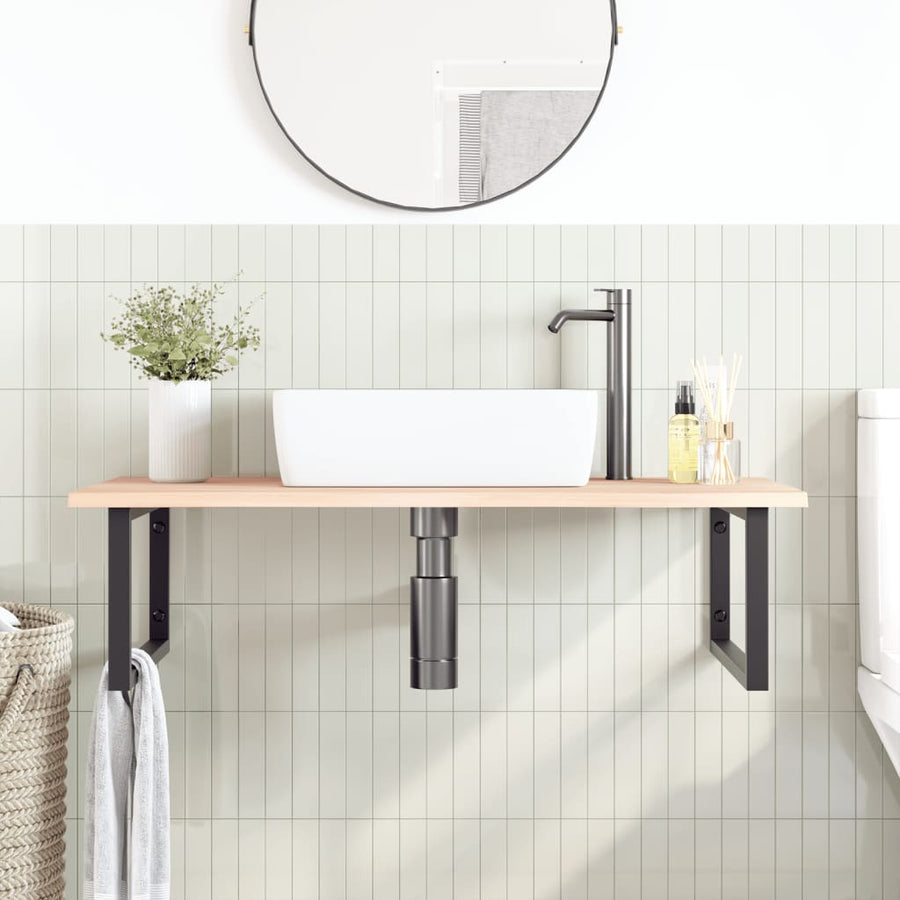Badkamer Wandschap Staal En Massief Eikenhout