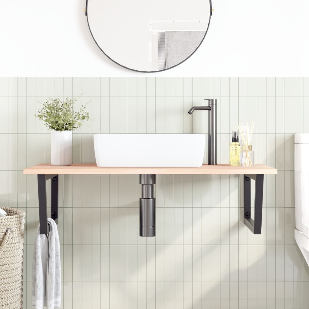 Badkamer wandschap staal en massief eikenhout