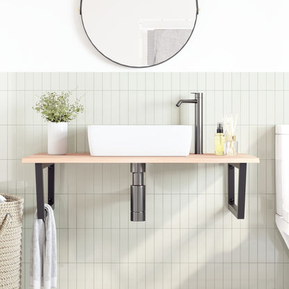 Badkamer wandschap staal en massief eikenhout