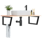 Badkamer wandschap 100 cm staal massief eikenhout