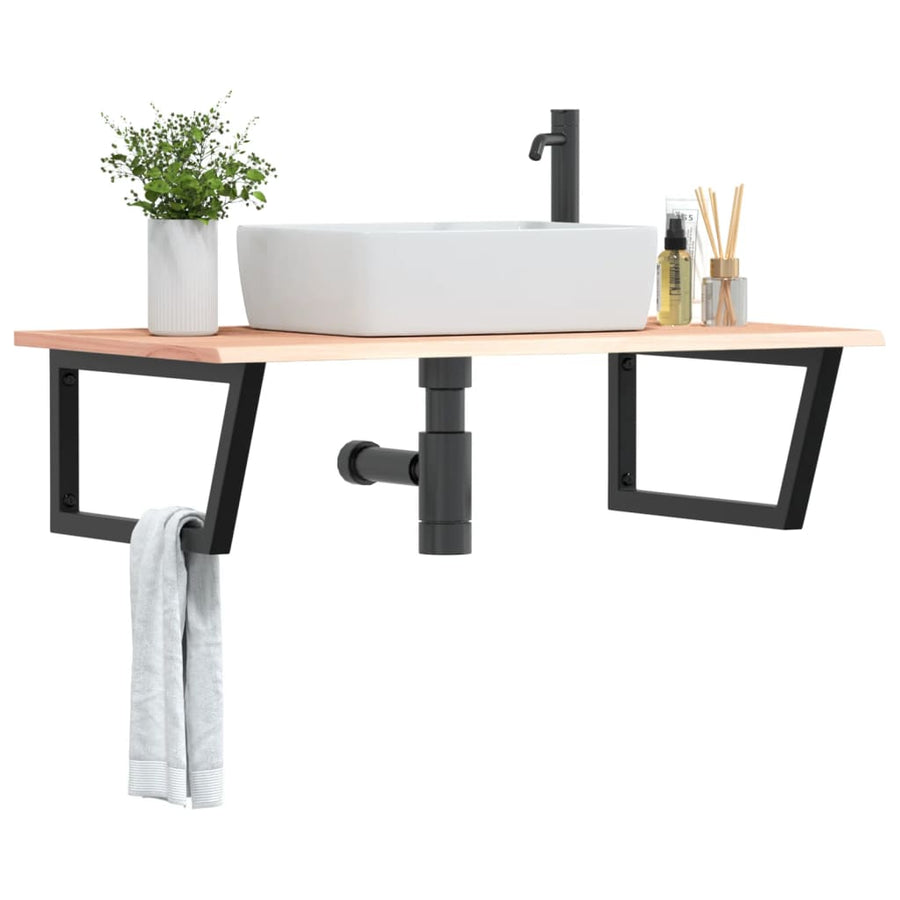 Badkamer wandschap staal en massief eikenhout
