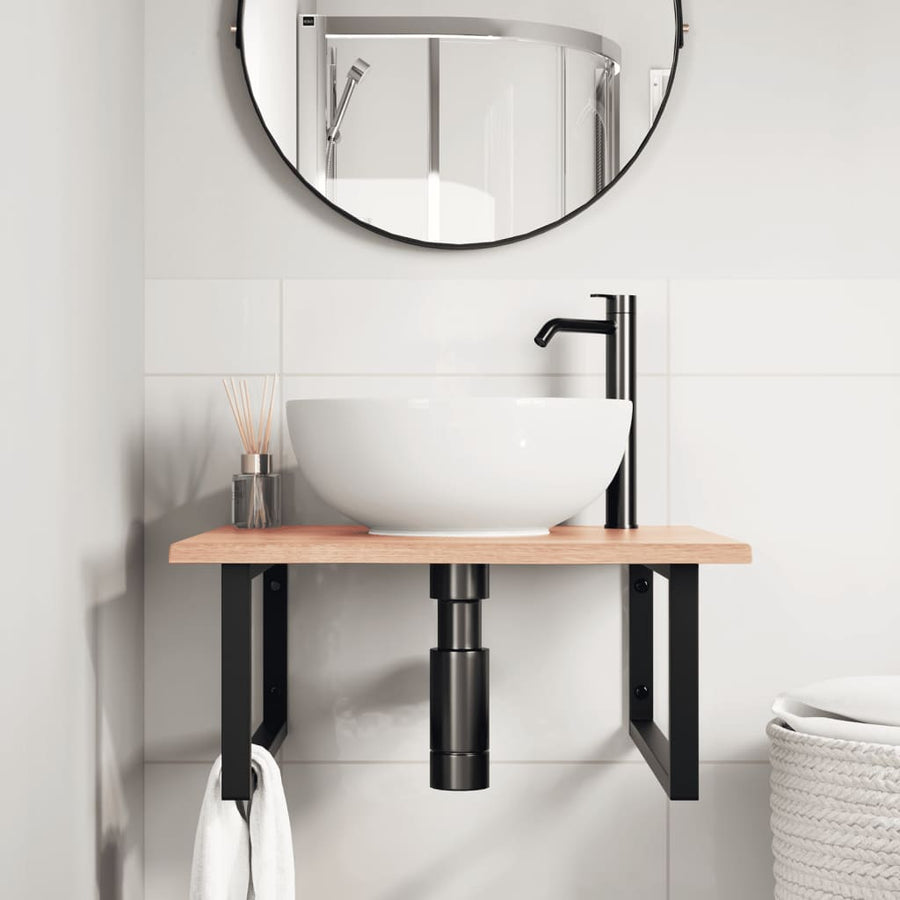 Badkamer Wandschap Staal En Massief Eikenhout Eiken En Wit