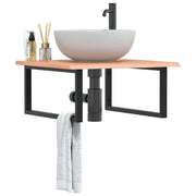 Badkamer wandschap massief eiken staal met wastafel