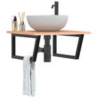 Bathroom wall shelf steel and solid oak