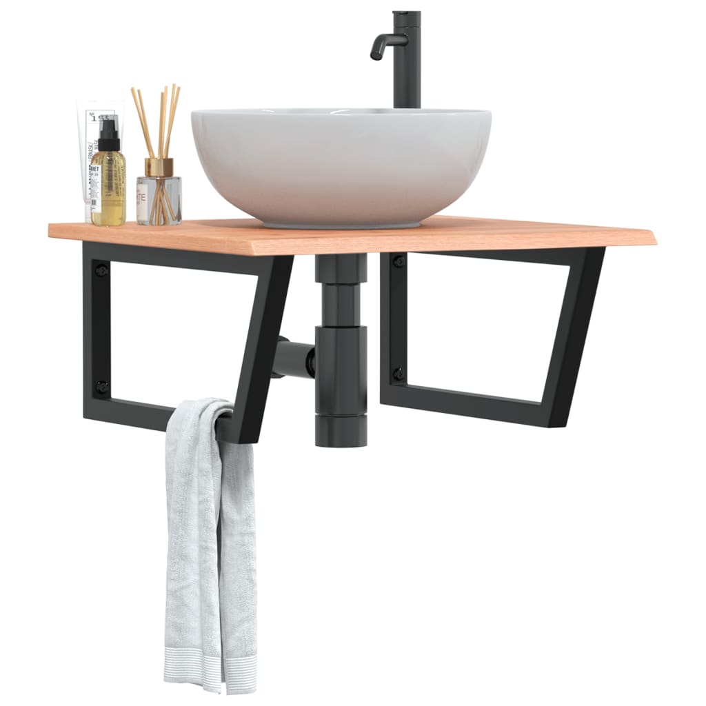 Badkamer wandschap staal en massief eikenhout