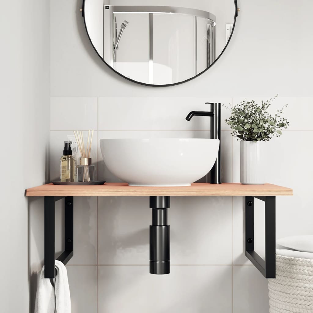 Badkamer Wandschap Staal En Massief Eikenhout