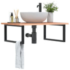 Badkamers wandschap staal massief eikenhout