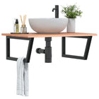Wandschap badkamer staal massief eikenhout 80x60x2 cm