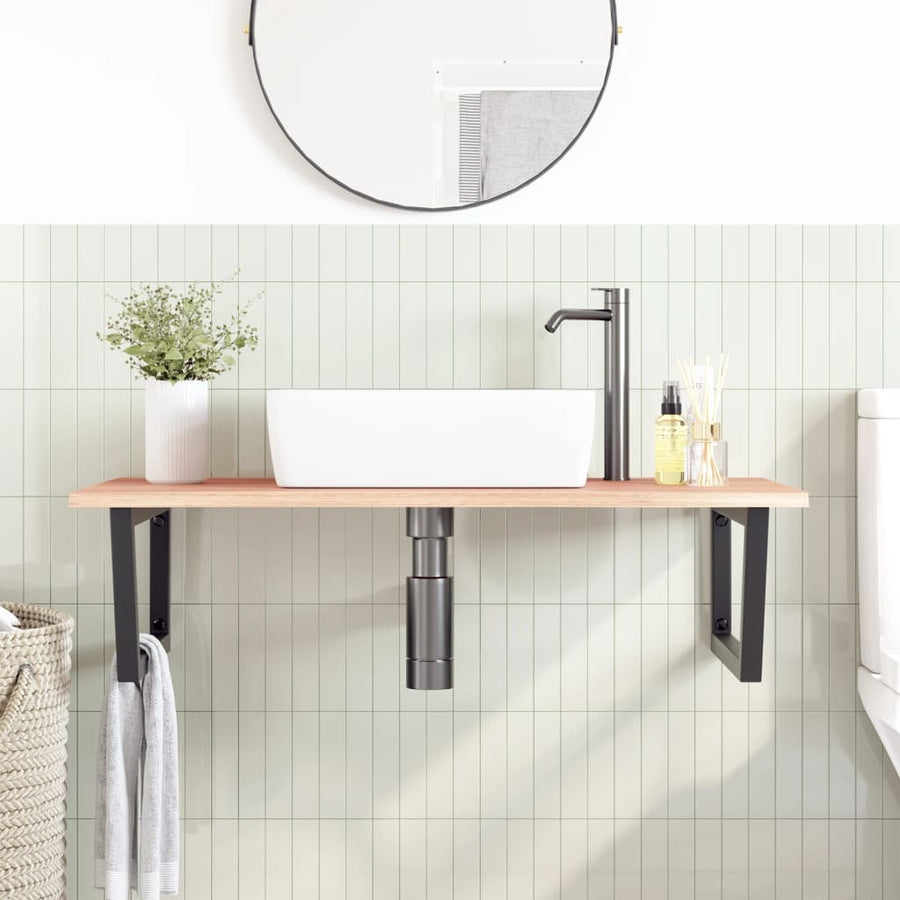 Badkamer wandschap staal en massief eikenhout
