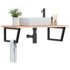 Badkamer wandschap staal massief eikenhout 100x60x2 cm