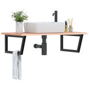 Badkamer wandschap staal massief eikenhout 100x60x2 cm