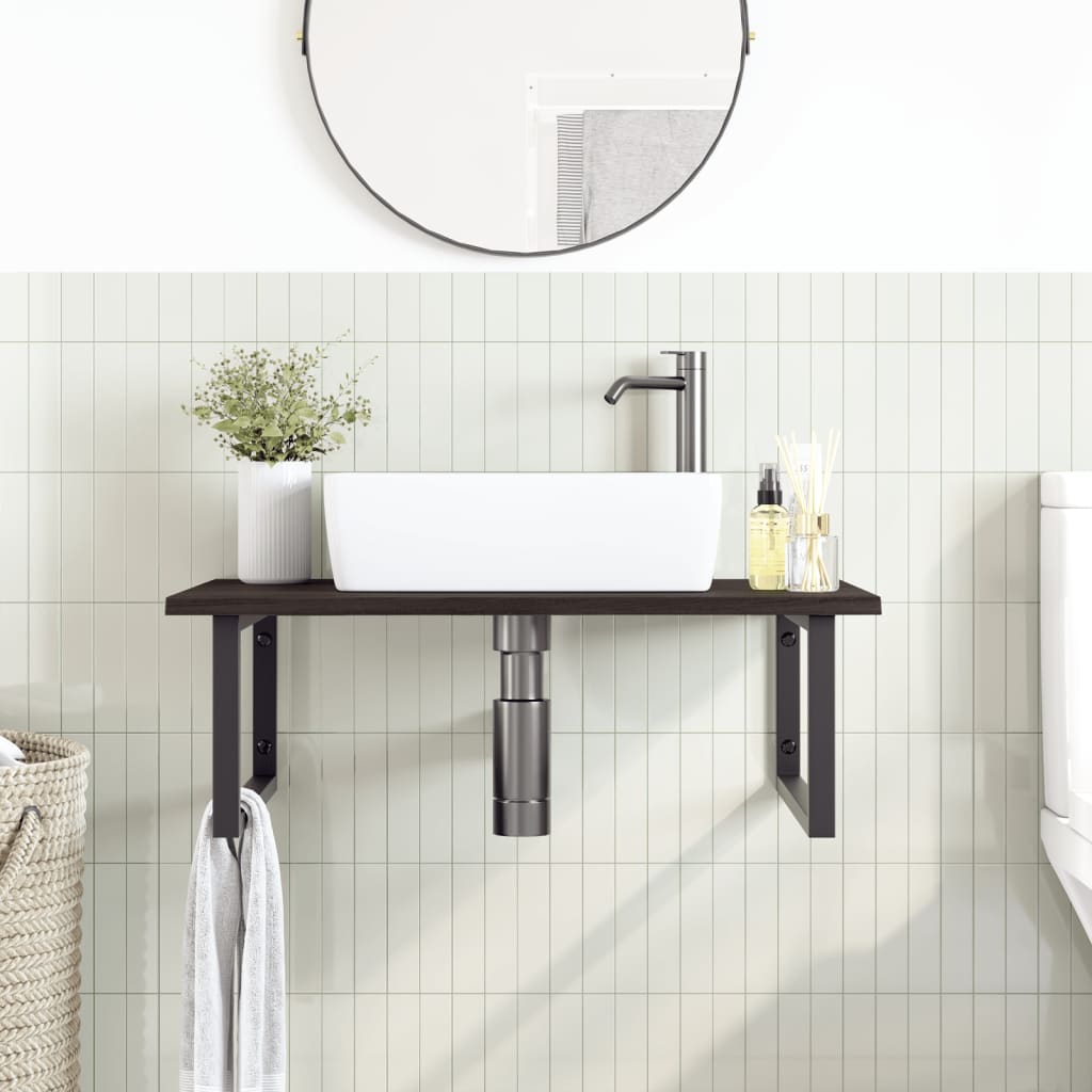 Badkamer Wandschap Staal En Massief Eikenhout