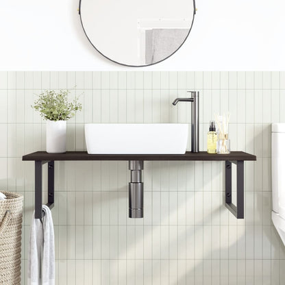 Badkamer Wandschap Staal En Massief Eikenhout Betongrijs