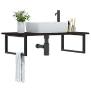 Badkamer wandschap staal massief eikenhout betongrijs