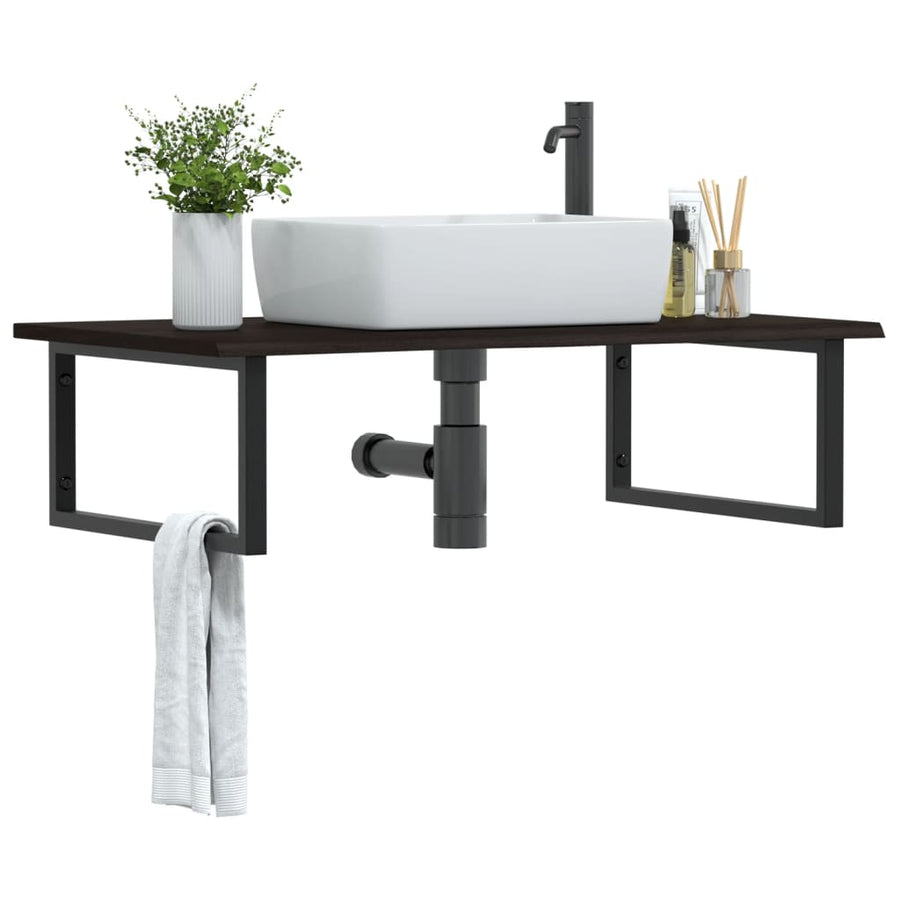 Badkamer Wandschap Staal En Massief Eikenhout Betongrijs