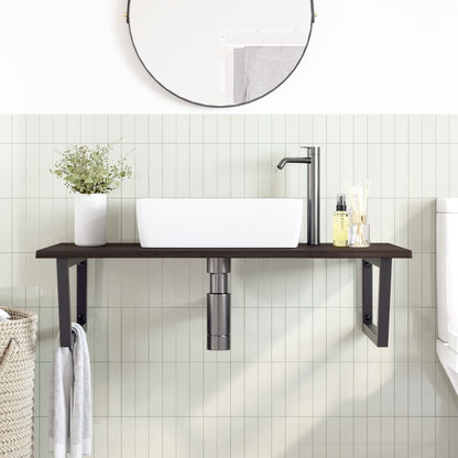 Badkamer wandschap staal en massief eikenhout