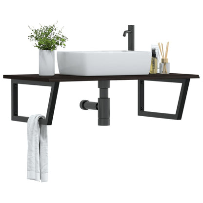 Badkamer wandschap staal en massief eikenhout