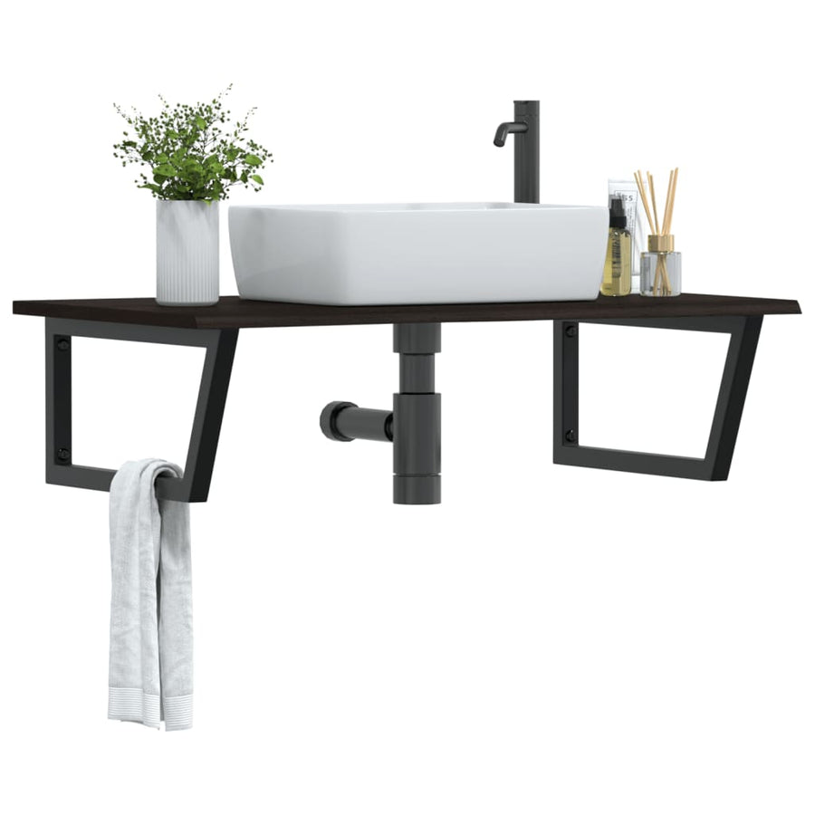 Badkamer wandschap staal en massief eikenhout