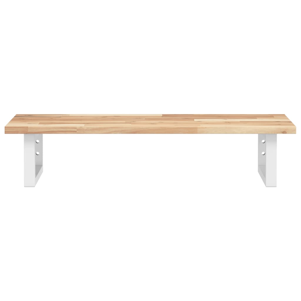 Badkamer Wandschap Staal En Massief Acaciahout 1 60 x 40 x 2 cm Bruin en wit