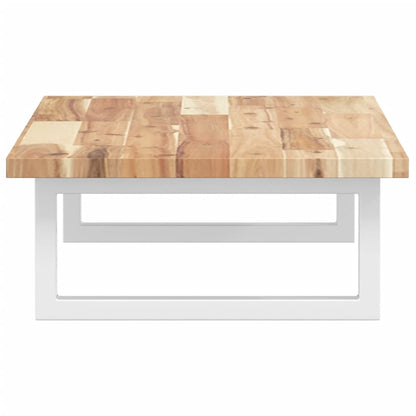 Badkamer Wandschap Staal En Massief Acaciahout 1 60 x 40 x 2 cm Bruin en wit