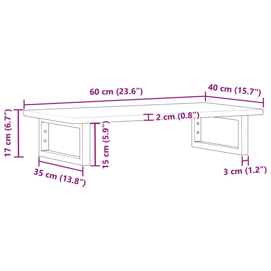 Badkamer Wandschap Staal En Massief Acaciahout 1 60 x 40 x 2 cm Bruin en wit