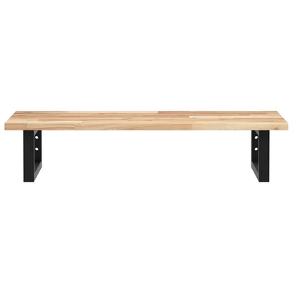 Badkamer Wandschap Staal En Massief Acaciahout 1 60 x 40 x 2 cm Bruin en zwart