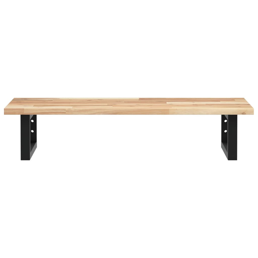 Badkamer Wandschap Staal En Massief Acaciahout 1 60 x 40 x 2 cm Bruin en zwart