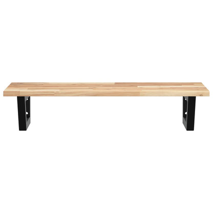 Badkamer Wandschap Staal En Massief Acaciahout 1 60 x 40 x 2 cm Bruin en zwart