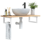 Bathroom wall shelf steel and solid acacia wood
