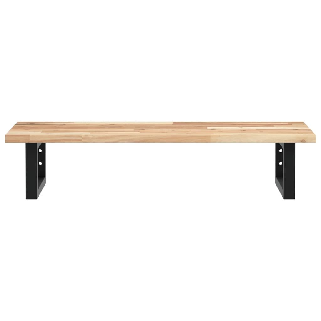 Badkamer Wandschap Staal En Massief Acaciahout 1 100 x 40 x 2 cm Bruin en zwart