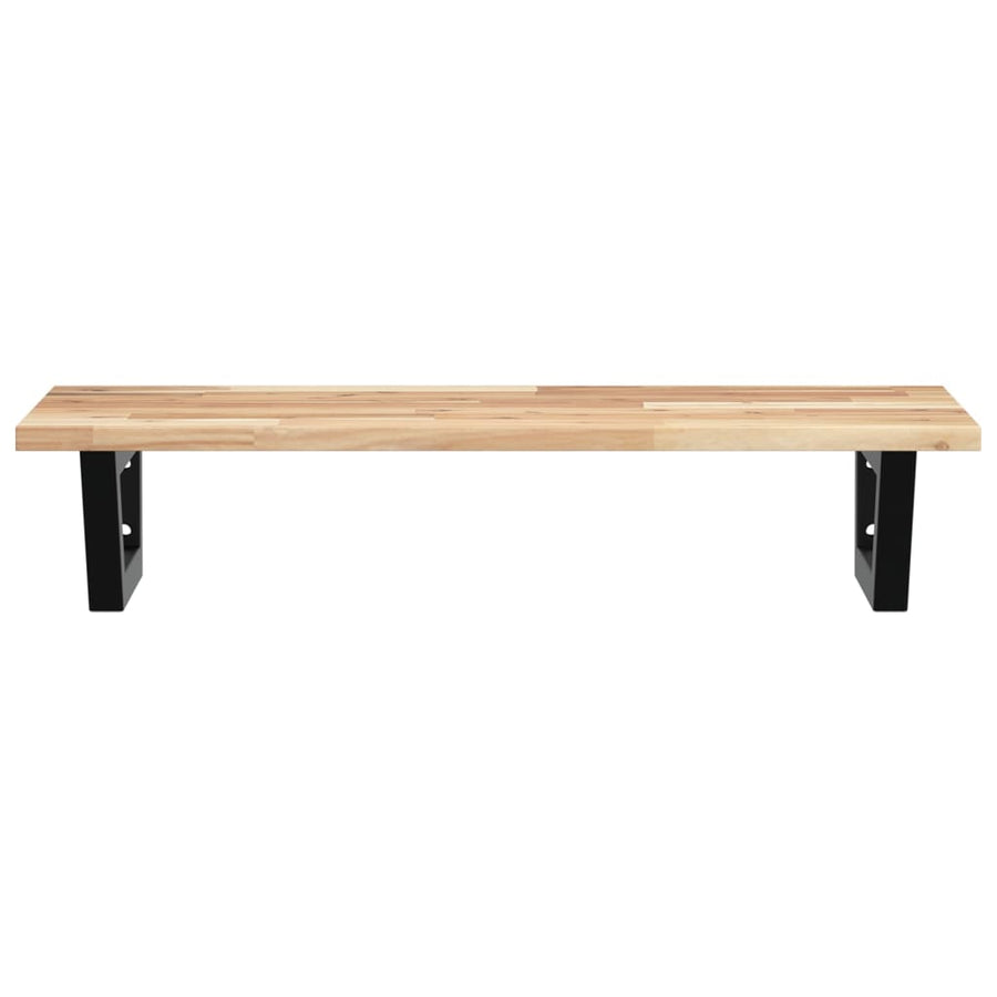 Badkamer Wandschap Staal En Massief Acaciahout 1 100 x 40 x 2 cm Bruin en zwart