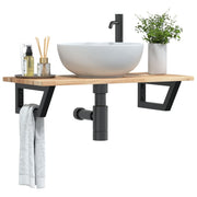 Badkamer wandschap staal acaciahout 100x40x2 cm