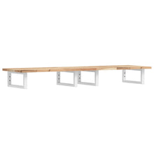 Badkamer Wandschap Staal En Massief Acaciahout 1 120 x 40 x 2 cm Bruin en wit