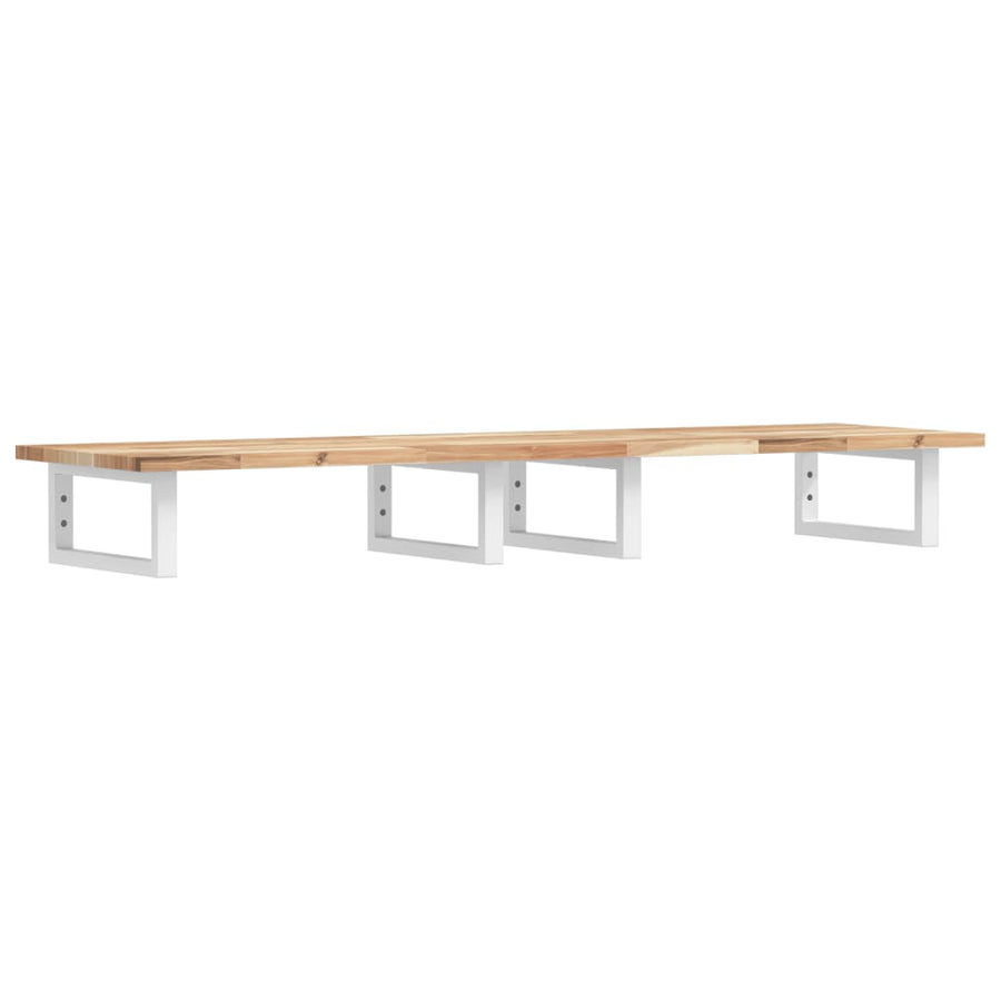 Badkamer Wandschap Staal En Massief Acaciahout 1 120 x 40 x 2 cm Bruin en wit