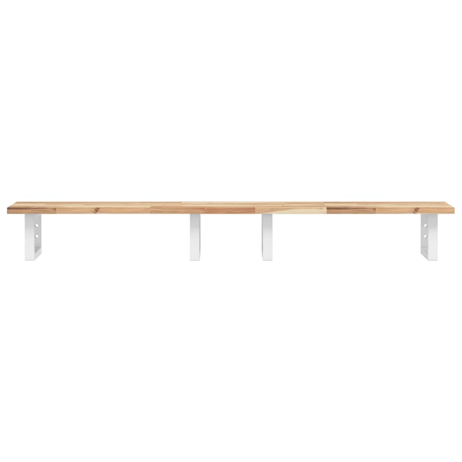 Badkamer Wandschap Staal En Massief Acaciahout 1 120 x 40 x 2 cm Bruin en wit
