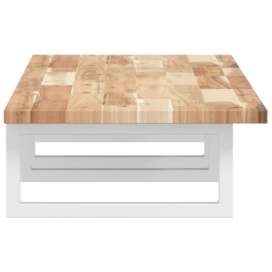 Badkamer Wandschap Staal En Massief Acaciahout 1 120 x 40 x 2 cm Bruin en wit