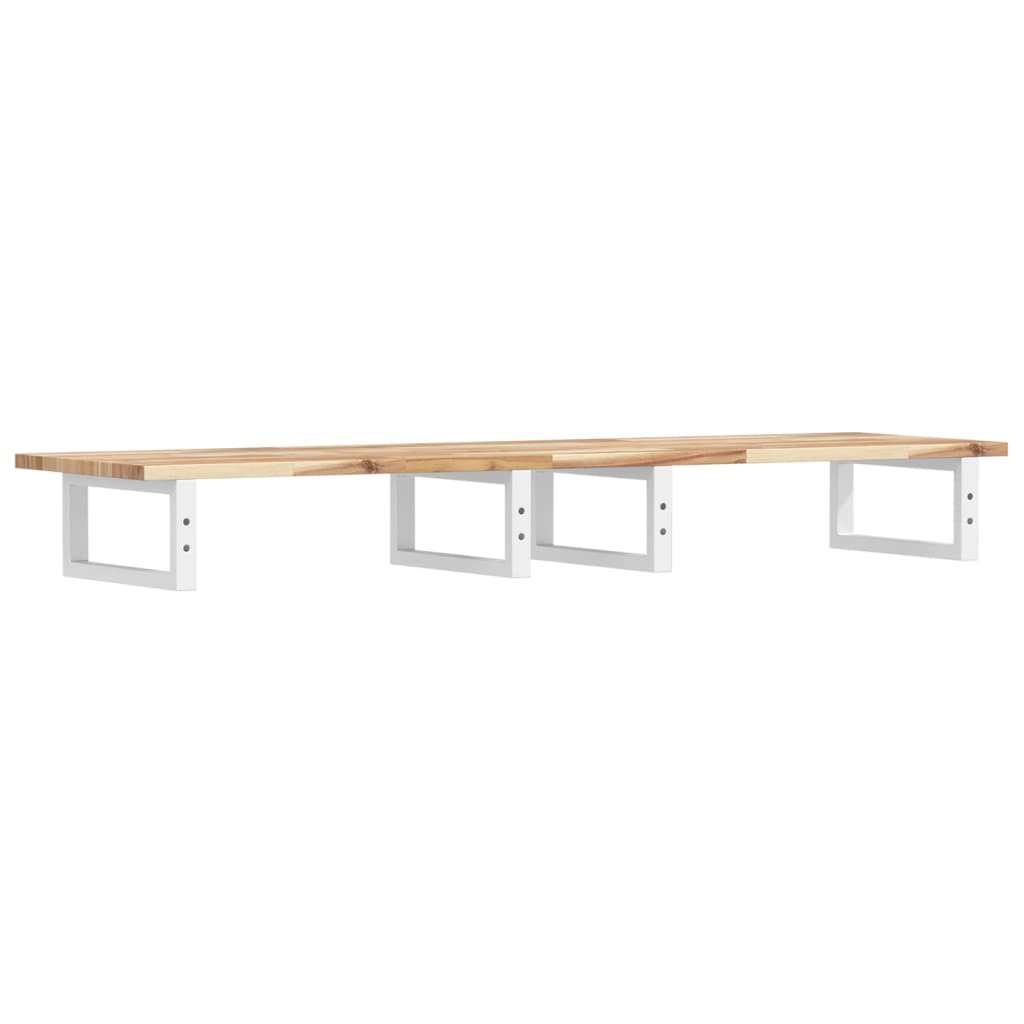Badkamer Wandschap Staal En Massief Acaciahout 1 120 x 40 x 2 cm Bruin en wit