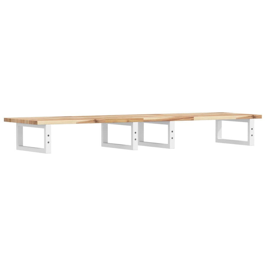 Badkamer Wandschap Staal En Massief Acaciahout 1 120 x 40 x 2 cm Bruin en wit
